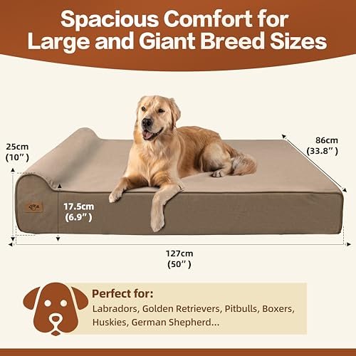 Orthopedic XXL Dog Bed: Memory Foam Support for Large Senior Dogs, Waterproof Grey - Image 2