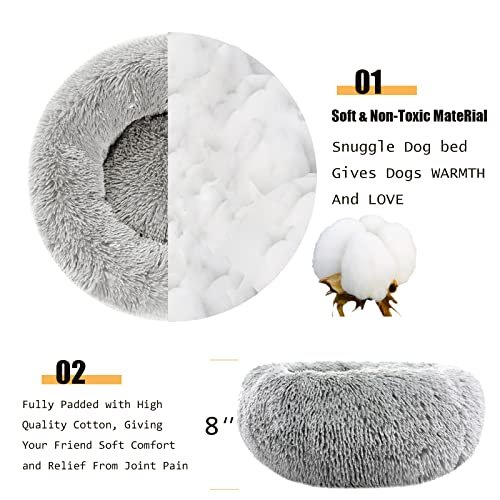 Calming Donut Dog Bed - Washable Faux Fur Pet Bed for Anxiety, 20" - Image 5