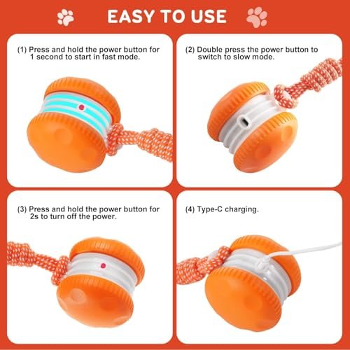 Interactive Moving Dog Ball Toy with Rope – Motion-Activated, Orange - Image 8