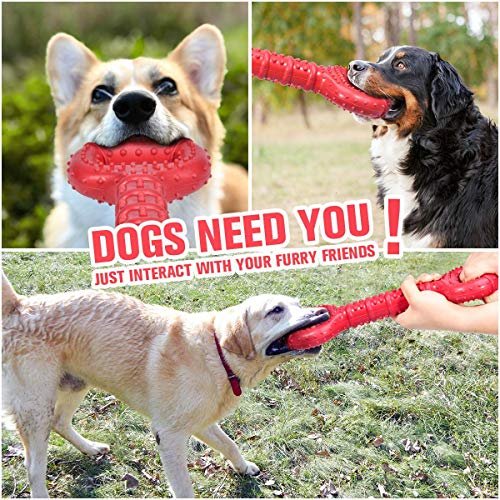 Feeko Tough Dog Toy for Large Breeds – Durable Rubber Tug Toy, 15" Red - Image 7