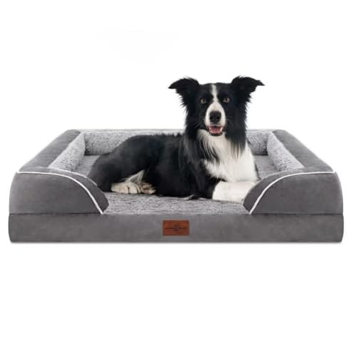 Orthopedic Large Dog Bed: Waterproof, Comfy Sofa with Removable Cover Grey - Image 7