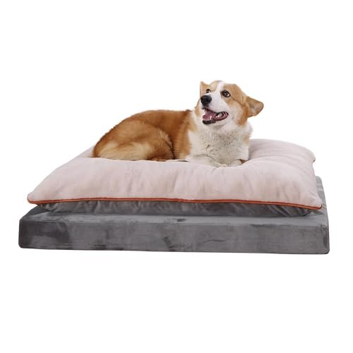Amazon Basics Orthopedic Dog Bed for Dogs up to 90lbs, Cooling Gel Memory Foam, Non-Slip Bottom with Machine Washable Removable Cover, 40" X 30" X 8.5", Grey