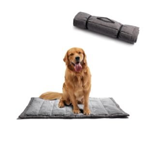Rollup Outdoor Dog Bed,Camping Travel Dog Bed Mats for Medium Large Dogs, Portable, Foldable, Machine Washable Pet Accessories for Maximum Convenience 36”*23” Grey