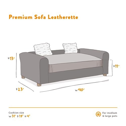 Moots Espresso Leatherette Pet Sofa - Comfy Couch for Medium/Large Dogs - Image 4