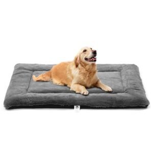MeoicMegic Dog Beds Crate Pad for Large Dogs, Cat Bed Washable Dog Crate Pad Dog Bed Mat Washable Dog Beds Anti-Slip & Anti-Scratch Pet Sleeping Mat(Gray, L)