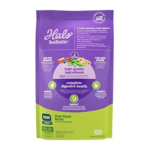 Halo Vegan Adult Dog Food, Holistic Plant Protein, Digestive Health, 10lb - Image 2