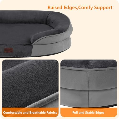 Orthopedic Large Dog Bed: Waterproof Memory Foam Sofa w/ Bolster, 42" - Image 5