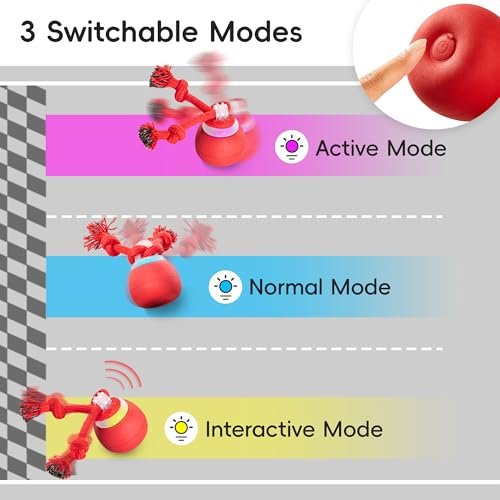 Interactive Squeaky Dog Ball Toy – Rechargeable, Touch-Activated, Red - Image 3