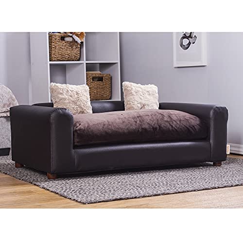 Moots Espresso Leatherette Pet Sofa - Comfy Couch for Medium/Large Dogs - Image 2