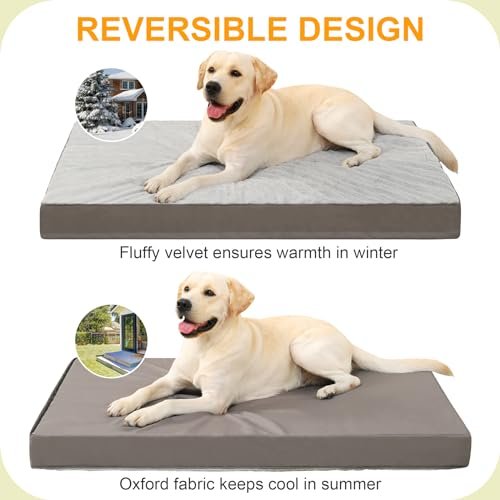 Orthopedic Large Dog Bed: Waterproof Gray Memory Foam Pet Mattress 41" - Image 4