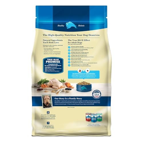 Premium Blue Buffalo Adult Dog Food, Muscle Support, Chicken & Brown Rice, 15 lbs - Image 2