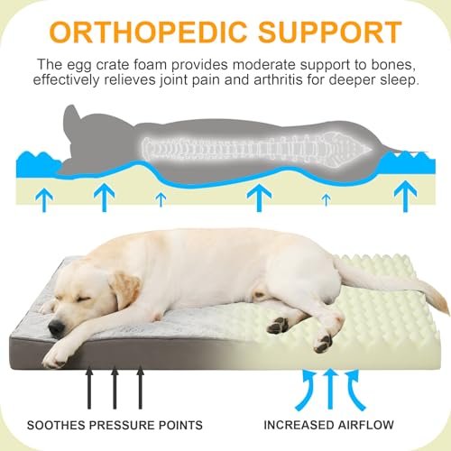 Orthopedic Large Dog Bed: Waterproof Gray Memory Foam Pet Mattress 41" - Image 2
