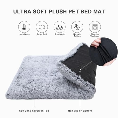 Luxurious XL Dog Bed: Plush Comfort, Washable, 41" Orthopedic Crate Pad, Grey - Image 5