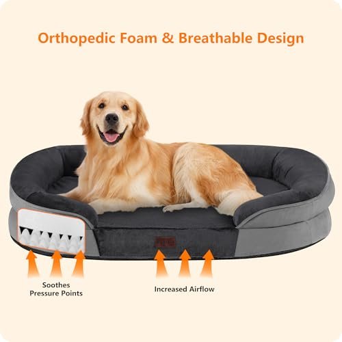 Orthopedic Large Dog Bed: Waterproof Memory Foam Sofa w/ Bolster, 42" - Image 3