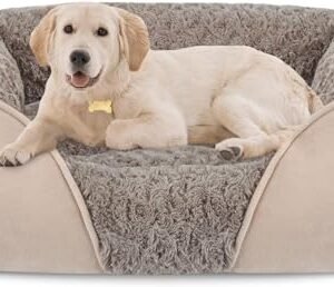 INVENHO Large Dog Bed for Large Medium Small Dogs Rectangle Washable Dog Bed, Orthopedic Dog Bed, Soft Calming Sleeping Puppy Bed Durable Pet Cuddler with Anti-Slip Bottom L(30"x24"x9")