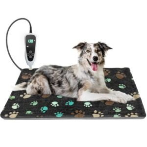 GOLOPET Dog Heating Pad 32x20in Waterproof Pet Heating Pad for Dogs Smart Thermostat Switch, Whelping Supplies Heated Dog Bed,Adding Wire Rope Wires Puppy Heating Pad Mat-with Plush Fabric Cover