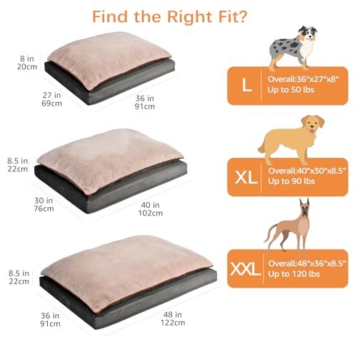 Orthopedic Dog Bed with Cooling Gel Foam for Large Dogs, Grey, 40x30 - Image 2