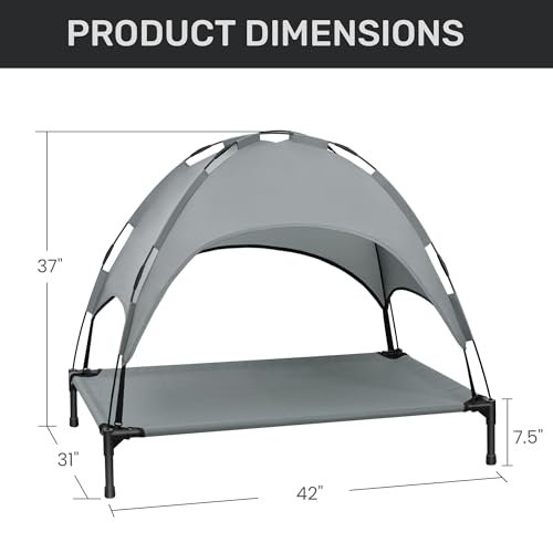 Portable Elevated Dog Bed with Shade Canopy - Cooling Outdoor Pet Cot - Image 5