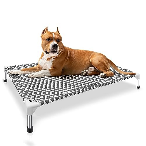 Elevated Outdoor Dog Bed, Large Size, Cotton Material, Non-Slip Feet, Fits up to 100lbs