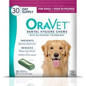 ORAVET Dental Chews for Dogs, Oral Care and Hygiene Chews (Large Dogs, Over 50 lbs.) Pink Pouch, 30 Count (Pack of 1)