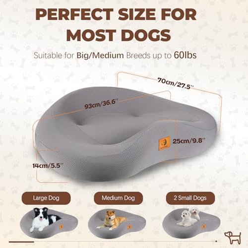 Orthopedic Memory Foam Dog Bed Large Dogs Waterproof Chew-Resistant Grey - Image 4