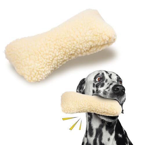 SPOT by Ethical Products Super Soft Vermont Fleece Dog Toys - Calming Dog Toy with Squeaker Dog Toy For Small Dog Puppy Toys Large Dogs Toys Chew Squeak Puppy Interactive Fetch Toy- Small Bone, Cream