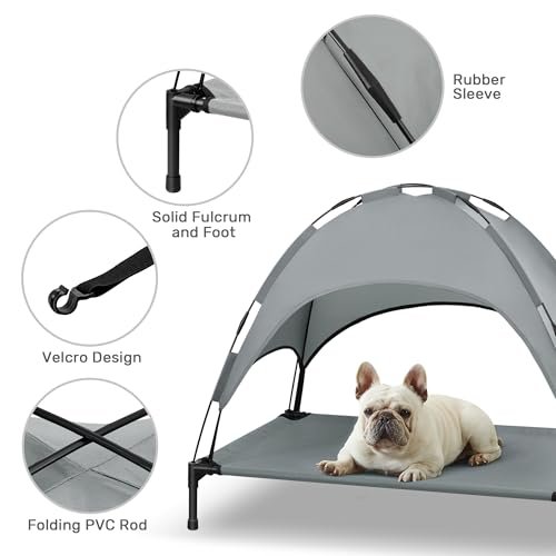 Portable Elevated Dog Bed with Shade Canopy - Cooling Outdoor Pet Cot - Image 4