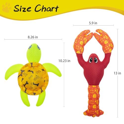 PUPTECK Squeaky Dog Pool Toys 2-Pack – Floating Turtle & Lobster Set - Image 2