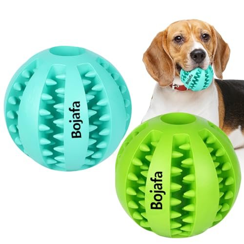 Bojafa Treat-Dispensing Dog Toys: Durable Rubber Puppy Toys for Boredom - Dog Treat Balls for Small & Medium Breed Home Use (2pack)