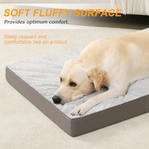 Orthopedic Large Dog Bed: Waterproof Gray Memory Foam Pet Mattress 41" - Image 3