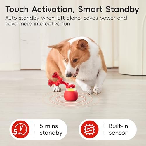 Interactive Squeaky Dog Ball Toy – Rechargeable, Touch-Activated, Red - Image 4