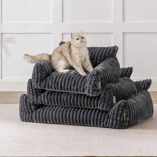 Grey Pet Couch Bed – Cozy 24" Sofa for Small Dogs & Indoor Cats - Image 7