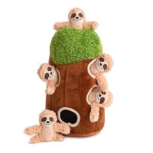 okegztoa Interactive Squeaky Dog Toys Plush Sloth Dog Toy, Stuffing Woodland Friends Burrow, Squeaky Plush Dog Toy for Small Medium Large Dogs (Large)
