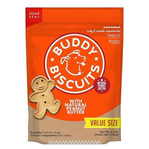 Buddy Biscuits 3.5 lbs. Bag of Crunchy Dog Treats Made with Natural Peanut Butter