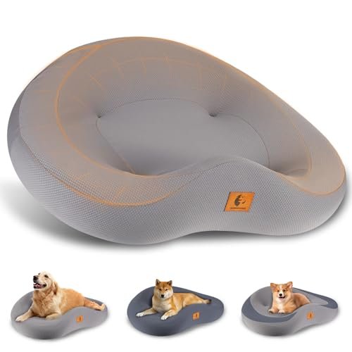 ESCRODOI Orthopedic Dog Beds for Large/Medium Dogs, 9'' Thick Pure Memory Foam Dog Bed with Removable Washable Cover, Waterproof Couch Pet Bed, 60D High Density, Chewproof, Easy Cleaning, Grey