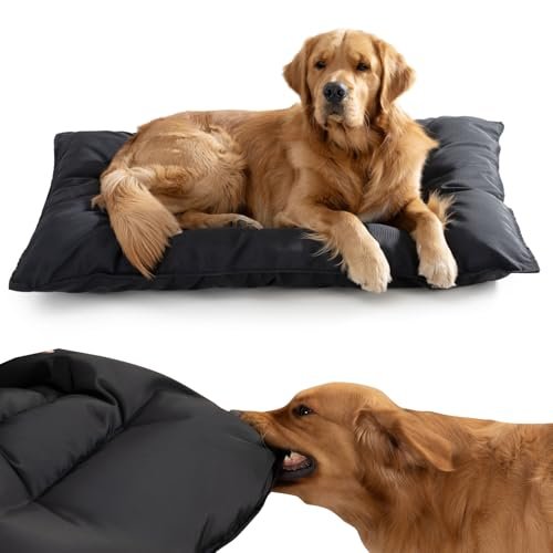 WooPetty Chew Proof Indestructible Dog Bed for Small Dogs, Durable Dog Bed for Aggressive Chewers, Undestroyable Crate Pad for Kennel, Machine Washable and Waterproof Black 17"x23"