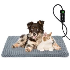 INVENHO Heated Dog Bed, Waterproof Adjustable Temperature Dog Cat Heating Pad with Timer, Indoor Pet Heating Pad for Cats Dogs Electric Pads for Dogs Cats, Pet Heated Pad (M: 28" x 16")