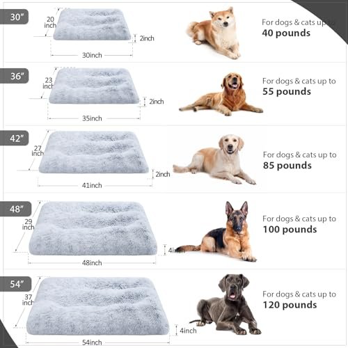 Luxurious XL Dog Bed: Plush Comfort, Washable, 41" Orthopedic Crate Pad, Grey - Image 6