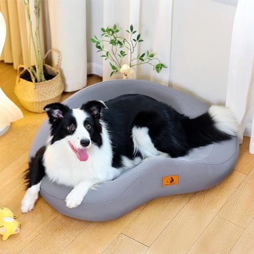 Orthopedic Memory Foam Dog Bed Large Dogs Waterproof Chew-Resistant Grey - Image 8