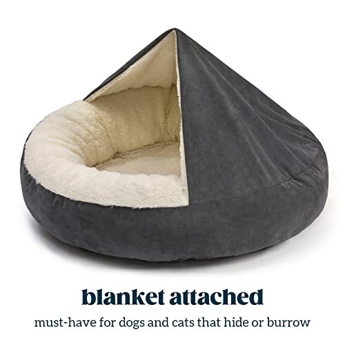 Cozy 30" Medium Dog Cave Bed w/ Blanket - Washable Orthopedic Puppy Nest - Image 2