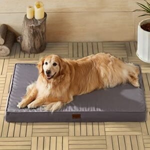 BFPETHOME Outdoor Dog Beds for Large Dogs, Waterproof Dog Bed for Medium, Large, Extra Large Dogs, Orthopedic Dog Bed with Removable Washable Cover, Egg Crate Foam Pet Bed Mat. (36 x 27 in, Grey)