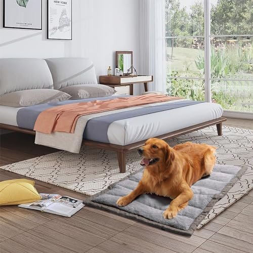 Portable Dog Bed Roll for Camping, Travel, Outdoor Medium Large Dogs, Washable Grey Mat - Image 2