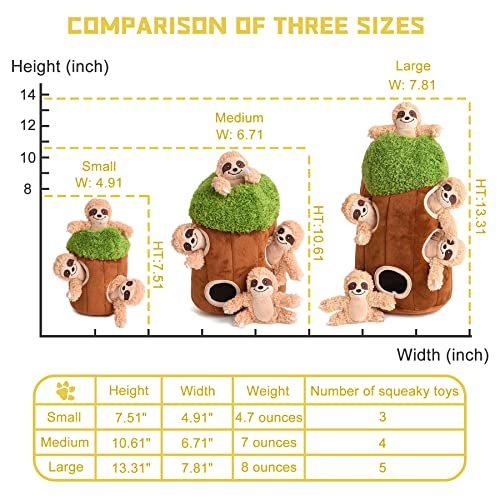Interactive Plush Sloth Dog Toy - Squeaky Woodland Burrow for Large Dogs - Image 2
