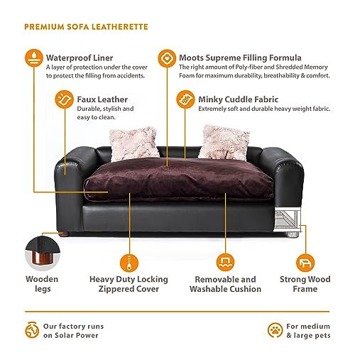 Moots Espresso Leatherette Pet Sofa - Comfy Couch for Medium/Large Dogs - Image 5