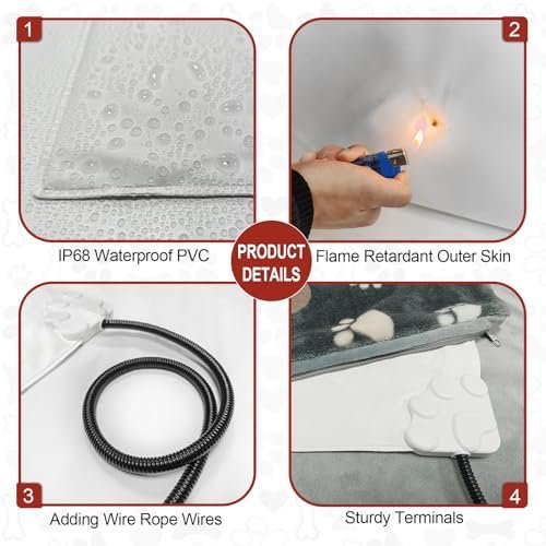 Waterproof Dog Heating Pad 32x20 Inch - Smart Thermostat Puppy Bed Warmer - Image 3