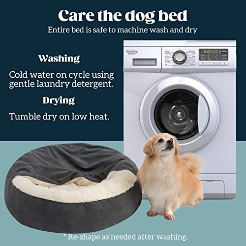 Cozy 30" Medium Dog Cave Bed w/ Blanket - Washable Orthopedic Puppy Nest - Image 4