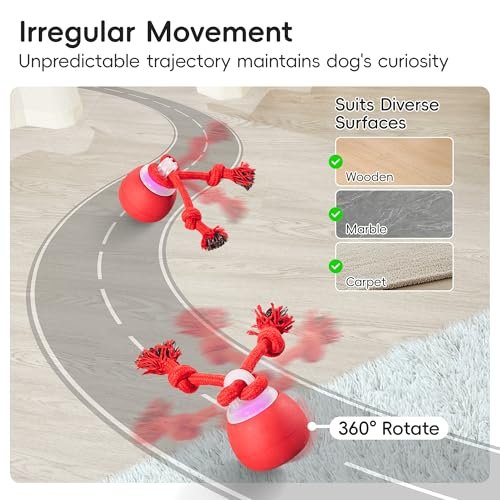 Interactive Squeaky Dog Ball Toy – Rechargeable, Touch-Activated, Red - Image 5