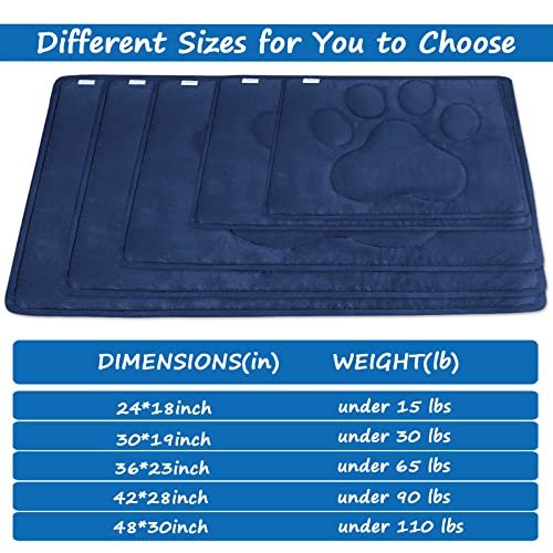 Washable Dog Crate Mat 23x36 | Non-Slip Bed Cushion | Navy Blue Kennel Pad - Image 4