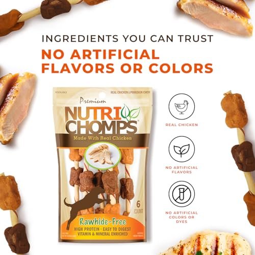 NutriChomps Chicken Duck Dog Chews | Rawhide-Free, Digestible Kabobs 6pk - Image 5