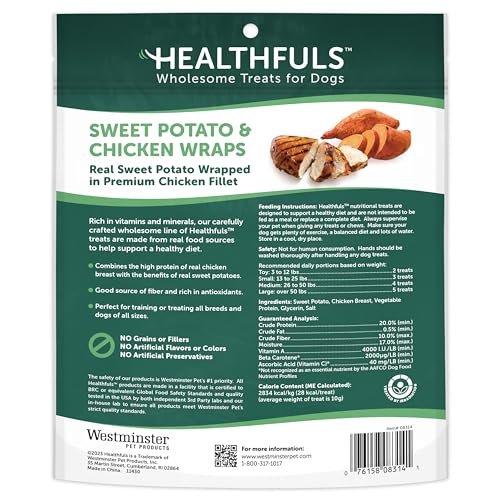 Healthfuls Chicken Wrapped Sweet Potato Dog Treats, 16oz – Natural & Healthy Snack - Image 2